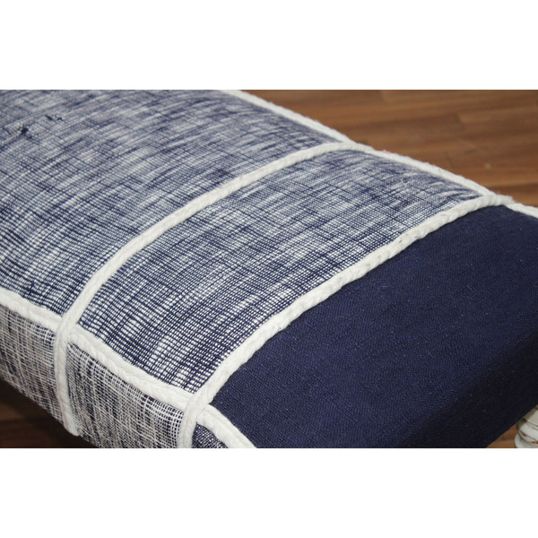 47" Blue And Gray Textural White Leg Upholstered Bench N270-483469
