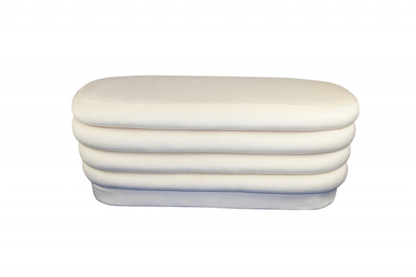 44" White Velvet Tufted Oval Ottoman N270-489307