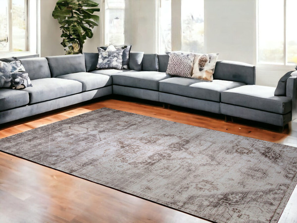 7' X 10' Brown and Ivory Oriental Area Rug N270-530561