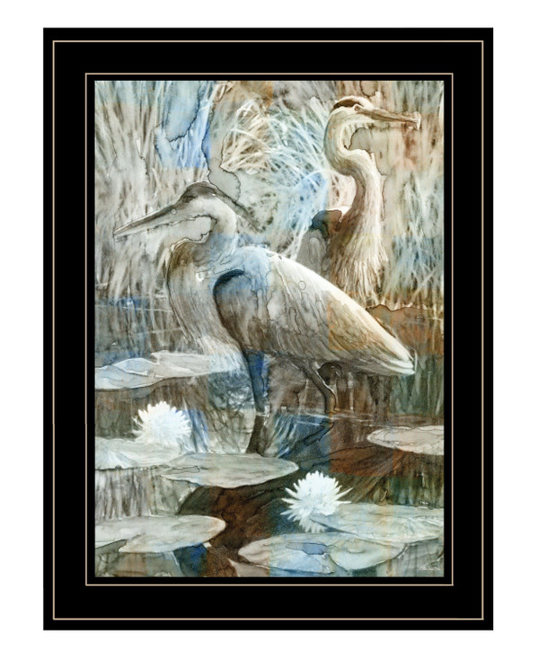 Marsh Herons II 2 Black Framed Print Wall Art N270-407874