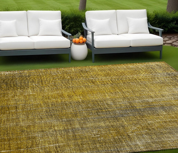 9' X 12' Chocolate Striped Washable Non Skid Indoor Outdoor Area Rug N270-562585