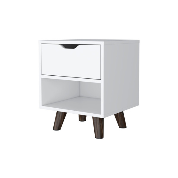 19" White One Drawer Faux Wood Nightstand N270-530197