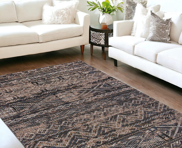 9' X 13' Gray and Beige Oriental Non Skid Area Rug N270-548601