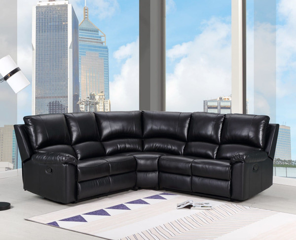 Black Polyester Blend Reclining U Shaped Three Piece Corner Sectional N270-366242
