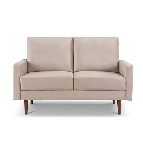 57" Beige And Dark Brown Velvet Loveseat N270-543721