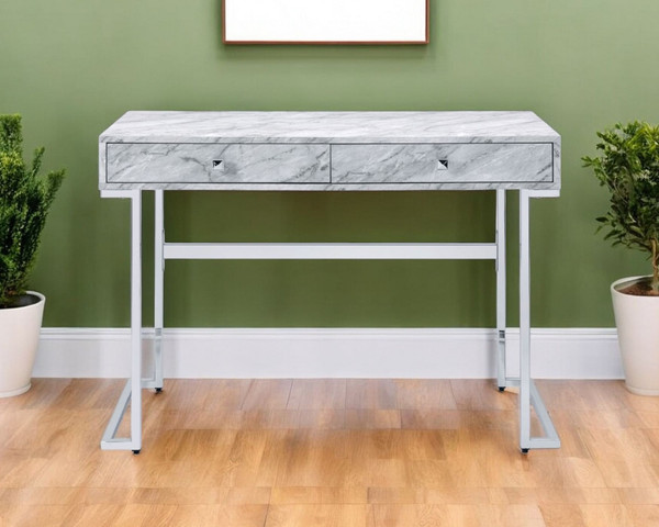 42" White Writing Desk With Two Drawers N270-491419