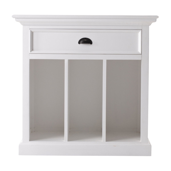 31" Distressed White Wood Nightstand with Dividers N270-397621
