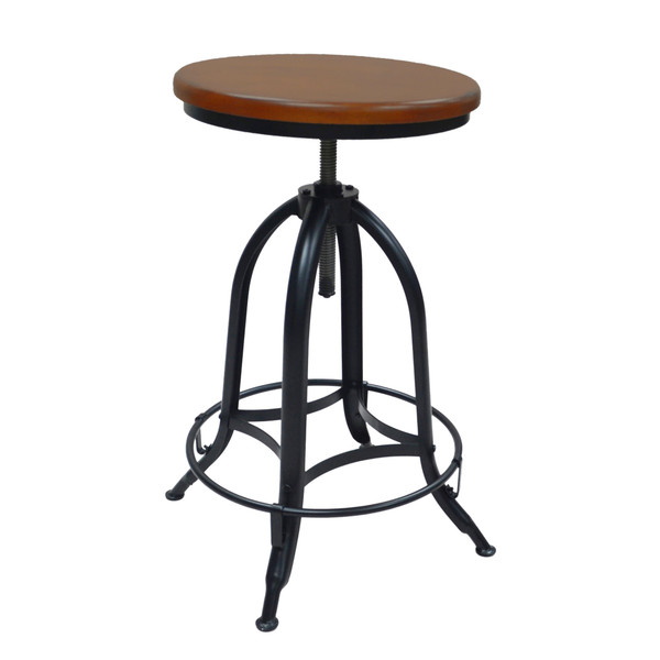 23" Chestnut And Black Steel Swivel Backless Adjustable Height Bar Chair N270-516177