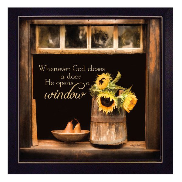 God Opens Windows Black Framed Print Wall Art N270-415683