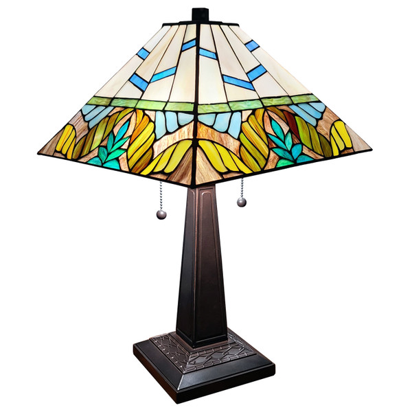 22" Dark Brown Metal Two Light Candlestick Table Lamp With White Shade N270-478158