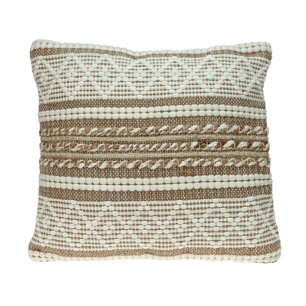 Linen And Brown Jute Throw Pillow N270-383176
