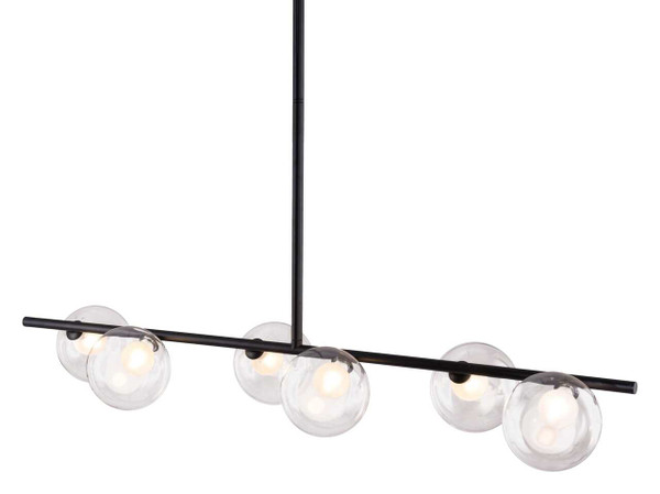 Black Kitchen Island Six Light Metal Ceiling Light N270-391907
