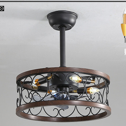 Color: Dark wood1 diameter45, power: 220V - Idyllic American Fan Lamp Nordic Minimalist Dining Room Q119-CJSN163877015OL
