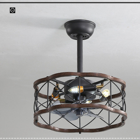 Color: Dark wood 45in diameter, power: 220V - Idyllic American Fan Lamp Nordic Minimalist Dining Ro Q119-CJSN163877003CX