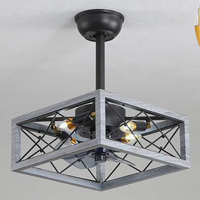 Color: Grey wood diameter37, power: 110V - Idyllic American Fan Lamp Nordic Minimalist Dining Room Q119-CJSN163877024XC