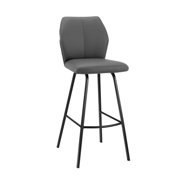 26" Gray And Black Faux Leather And Iron Counter Height Bar Chair N270-477011