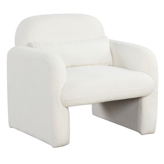 Modern Accent Chair with Waist Pillow and Armrests for Living Room Bedroom-Beige B593-HV10688