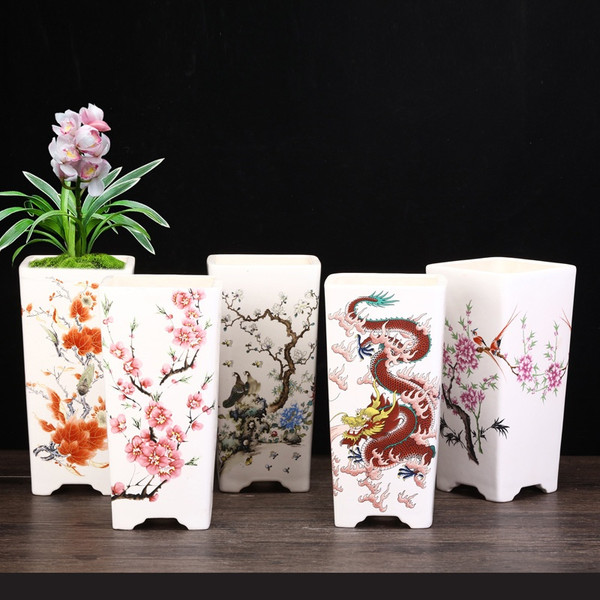 Purple Sand Glazed Water Flowerpot Square Stick Bottle Creative Ceramic Asparagus Fern Orchid Grass Q119-CJYL2080160