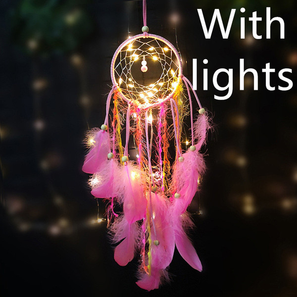 style: Pink With lights - Dream catcher creative hangings Q119-CJJJJRZS00299-Pink With lights