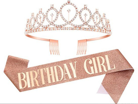 Size: 6combination - Birthday Party Shoulder Strap Set Birthday Girl Etiquette Belt Crown Rose Gold Q119-CJZS117117915OL