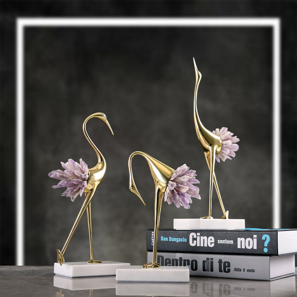 Color: Purple, Size: Small 140X80H220 - Light Luxury Modern Pure Copper Crane Ornament Q119-CJYD216760606FU