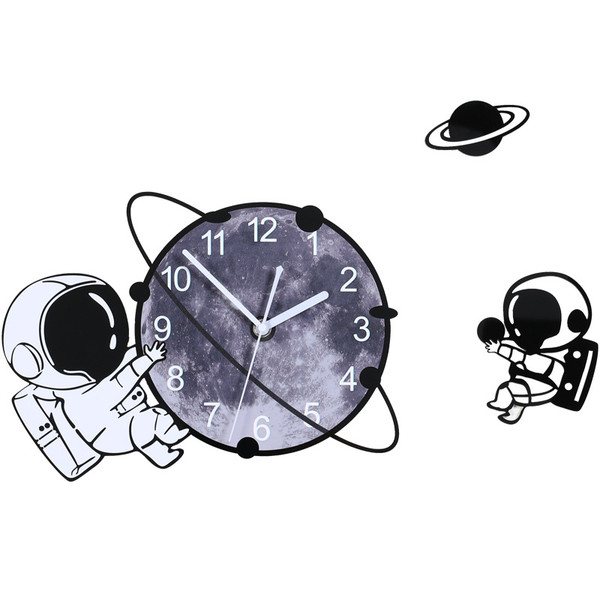 Size: 40x30cm, Color: Earth - Cartoon Children's Room Clock Wall Clock Living Room Personality Crea Q119-CJZS110152302BY