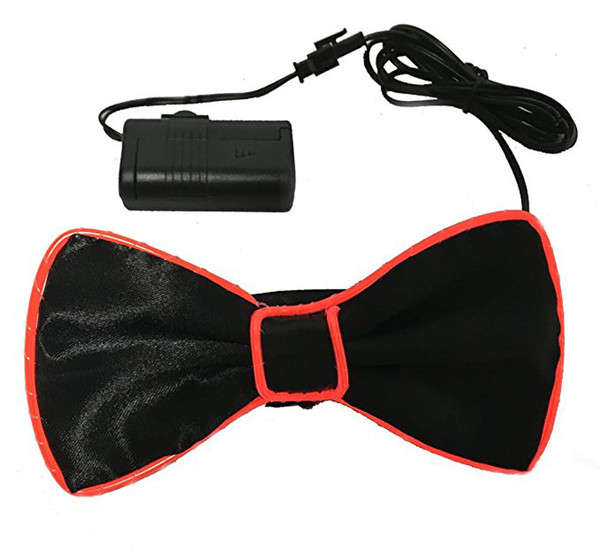 Flashing EL Wire Red Bow Tie for Men Night Rave Parties A706-EL-REDbowtie