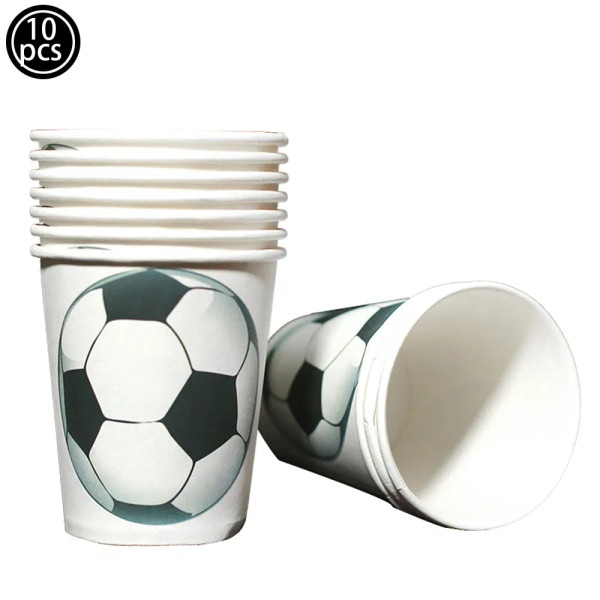 Color: Olive, Capacity: 480ml - Soccer Party Disposable Tableware Paper Plates Cups Napkins Footbal F640-12000042278421130