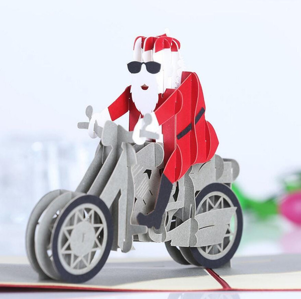 Christmas 3D Motorcycle Santa Claus Pop Up Greeting Card Christmas Gifts Party Greeting Card C122-1210861