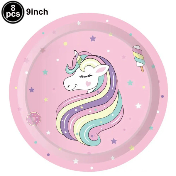 Color: Clear - Unicorn Party Decoration Happy Birthday Banner Girl Unicorn Paper Mask Macaron Ballo F640-12000039082163548