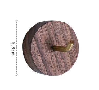 style: Black walnut round - Punch-Free Solid Wood Bathroom Square Glue Hook Walnut Bathroom Wall Co Q119-CJHD114443104DW