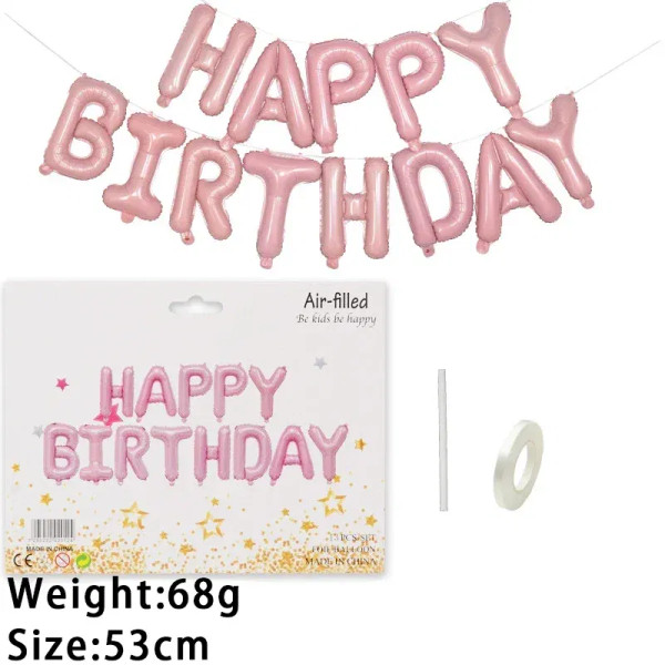 Color: ROSE RED, Ballon Size: 10inch - 13pc Happy Birthday Balloons Party Decoration Gold Black Blu F640-12000039236874432