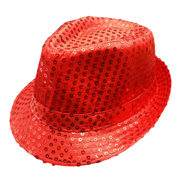 Color: Red - 12 Colors Men's Women's Jazz Hat Sequins Retro Disco Funky Glitter Costume Unisex Nove F640-12000028372144648