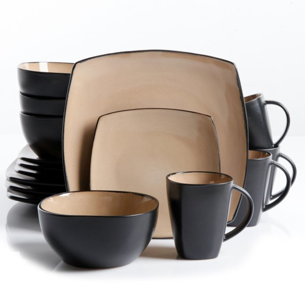 Soho Lounge 16 pc Dinnerware, Taupe Square Shape (Service for 4) D970-69467.16