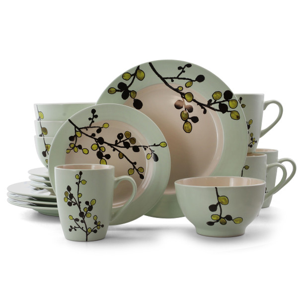 Elama Retro Bloom 16 Piece Luxurious Stoneware Dinnerware with Complete Setting for 4 D970-EL-RETROBLOOM16