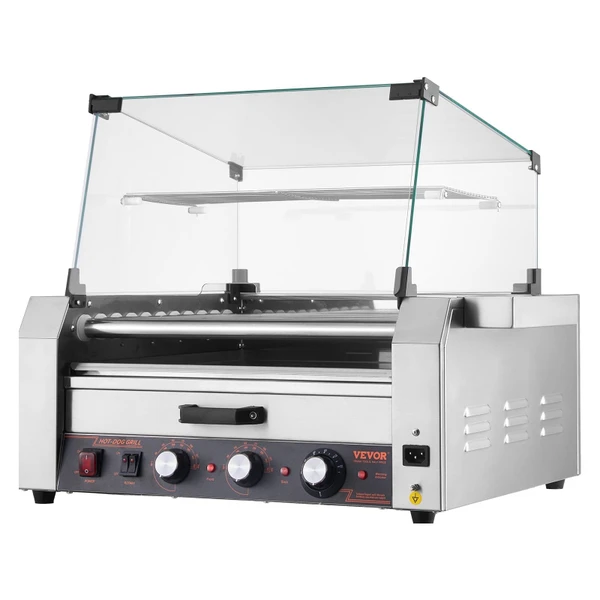 Hot Dog Roller, 30 Hot Dog 11 Rollers, Stainless Steel Sausage Grill Cooker, 1950W Hot Dog Machine  E415-DMBBWHGDSRGJQ1BB8V1