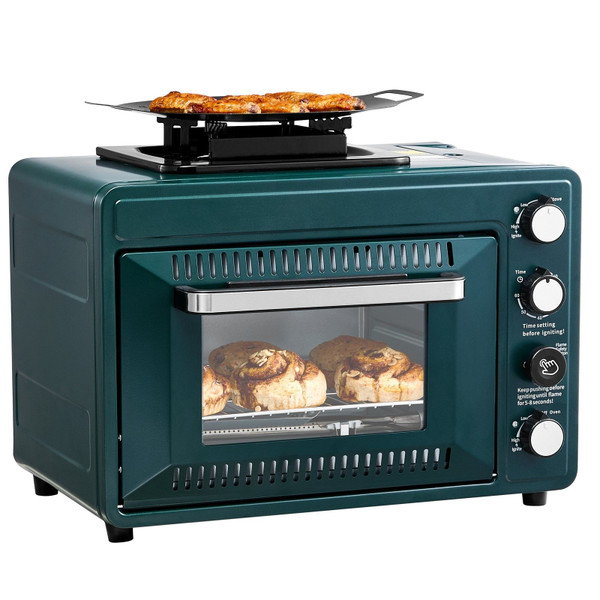 Outdoor Oven, 2-in-1 Portable Gas Camping Stove Oven Combo, Adjustable Fire, 60-Minute Timer, Windp E415-ZHKMLSECDTKSIH0XE001V0