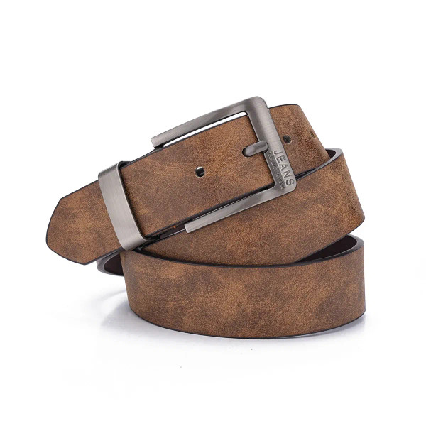 Color: khaki, Belt Length: 120cm - 1pcs men's multi-color PU needle buckle belt suitable for leisur F640-12000039112194674