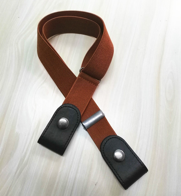 Color: Light Brown - Creative Lazy Belt Fat Elastic Belt Men And Women Outdoor Sports Elastic Invis Q119-CJNSFSYD00094-Light Brown