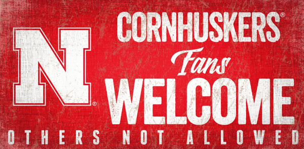 Nebraska Cornhuskers Wood Sign Fans Welcome 12x6 Z157-7846014559