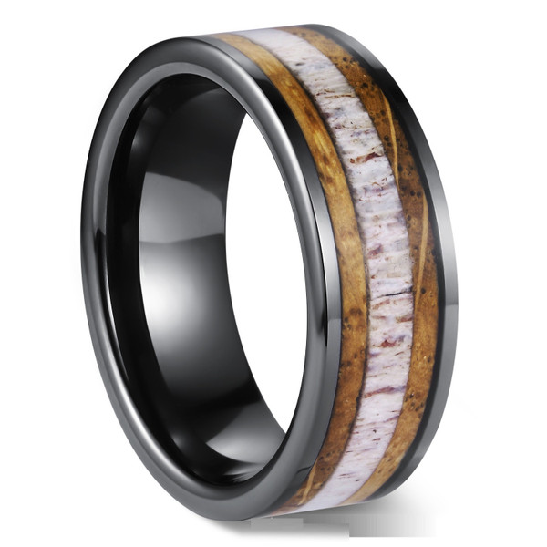 Stone Inlaid Tungsten Steel Men's Ring Black Q119-CJLX2365632