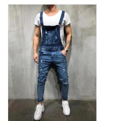 Color: Black, Size: XL - European And American Baggy Jeans Suspenders For Men With Holes Q119-CJNS100852510JQ