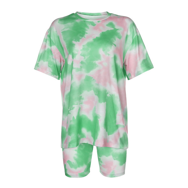 Color: Green, Size: S - Women's loose casual Shorts Set Q119-CJNSSYTZ02628-Green-S