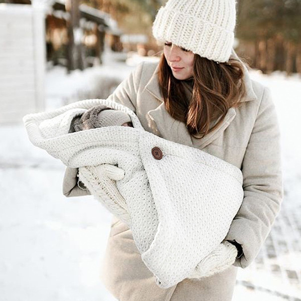 Multi-Purpose Stroller Thick Knitted Stroller Button Sleeping Bag Blanket Q119-CJYE1114014