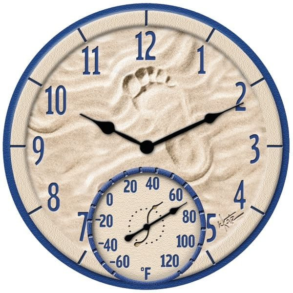 Taylor Precision Products 91501T 14" Poly Resin Clock with Thermometer (By the Sea) R810-TAP91501
