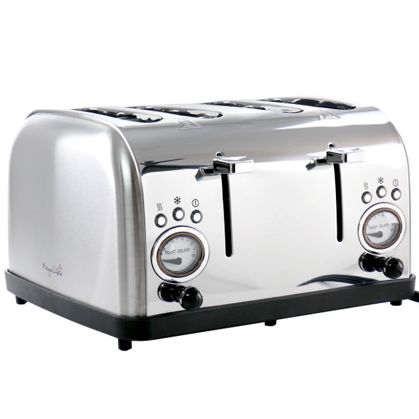 MegaChef 4 Slice Wide Slot Toaster with Variable Browning in Silver D970-MG-TS-3500S