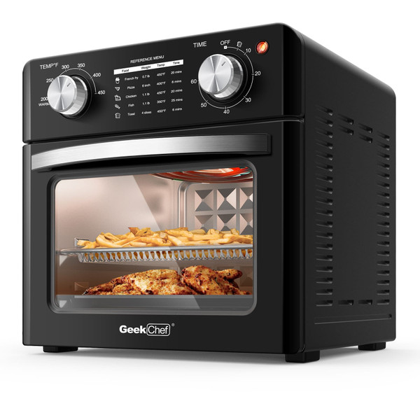 US GEEK CHEF Air Fryer 10QT Oil-free Stainless Steel 4 Slice Countertop Toaster Oven 1400w Black K484-PHO_0XSSB35D_US
