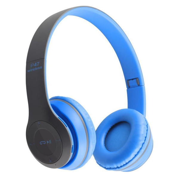 P47 Wireless Bluetooth Headphone Subwoofer Music Headset Head-mounted Sports Gaming Earphones blue K484-FQZCO_RG1GE6NU