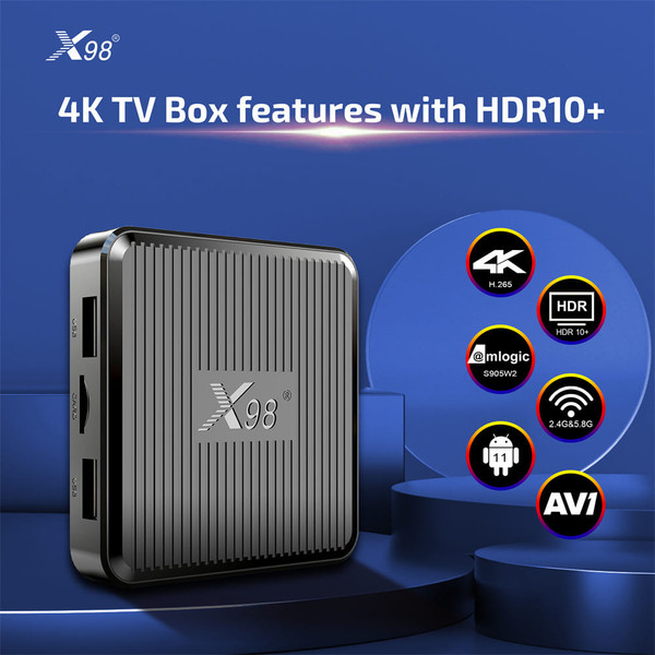 X98q Set Top Box S905w2 Android 11.0 Quad Core 2.4D 5G Dual Frequency Smart TV Box 4k Hd Network Me K484-PEL_0MPD539I