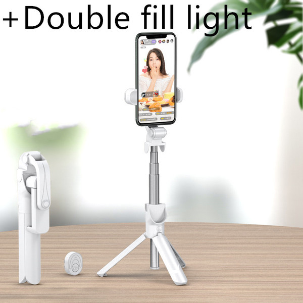Color: White mini flash - Selfie stick mobile phone live support Q119-CJSJSJSJ01302-White mini flash